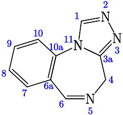 4H-(1,2,4)Triazolo(4,3-a)(1,4)benzodiazepin.svg
