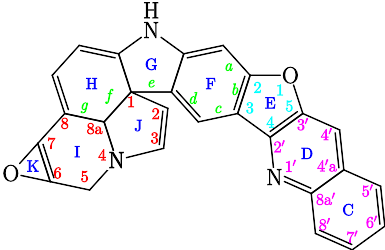Kinolino(2′,3′-4,5)furo(2,3-b)oxireno(6,7)indolizino(1,8-fg)karbazol.svg