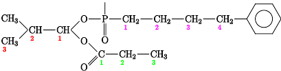 (2-metil-1-(propanoiloxi)propoxi)-(4-fenilbutil)foszforil-.svg