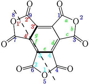 Mellitsav-anhidrid fúziós számozással.svg