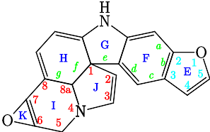 Furo(2,3-b)oxireno(6,7)indolizino(1,8-fg)karbazol.svg