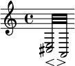 << { \repeat tremolo 8 { <e cis>32 a, } } { \omit TupletNumber \times 2/3 { s4\< s4\> s4\! } } >>