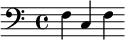 \relative c { \clef bass \set Staff.midiInstrument = "drawbar organ" f c f } 