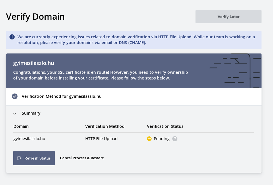 OpenSSL tanúsítvány státus